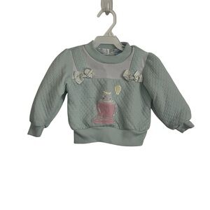 Y2K All Mine Baby Girls Quilted Sweatshirt Pastel Bow Detail-Size 12 Months